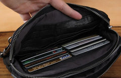 Handmade Genuine Leather Mens Cool Long Leather Wallet Zipper Clutch Wristlet Wallet for Men - imessengerbags