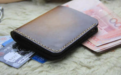 Vintage Leather Brown Mens Slim Small Wallet Leather Bifold Wallets for Men - imessengerbags