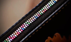 Handmade Leather Men Tooled Acalanatha Cool Leather Wallet Long Phone Clutch Wallets for Men - imessengerbags