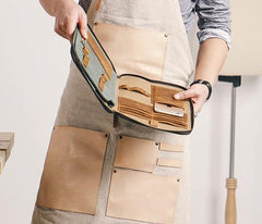 Gray Canvas Leather Mens Large Clutch Wallet Zipper Wristlet Bag Purse for Men