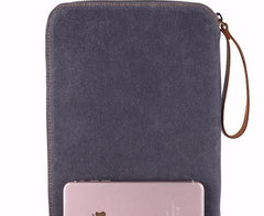 Cool Waxed Canvas Leather Mens Wristlet Bag Work Clutch Zipper Bag for Men