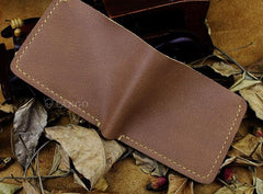 Handmade Leather Mens Cool Slim Leather Wallet Men billfold Wallets Bifold for Men - imessengerbags