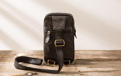Vintage Leather Mens Sling Bag Sling Shoulder Bag Sling Backpack for men