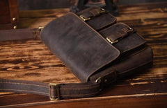 Handmade Leather Mens Cool Shoulder Bag Messenger Bag Chest Bag Bike Bag Cycling Bag for men - imessengerbags