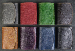Handmade Leather Floral Mens Trifold Cool billfold Wallet Card Holder Small Card Slim Wallets for Men - imessengerbags