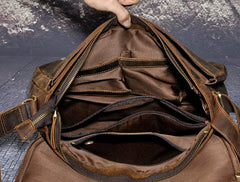 Brown Leather Mens SIDE BAG COURIER BAG Messenger Bag Shoulder Bag for Men