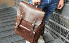 Cool Leather Mens Backpacks Travel Backpack Vintage Laptop Backpack for men