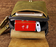 Small Mens Leather Belt Pouch Holsters Belt Case Cell Phone Waist Pouch for Men