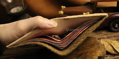 Handmade Leather Mens Cool Slim Leather Wallet Men billfold Wallets Bifold for Men - imessengerbags
