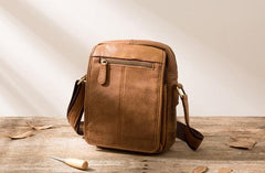 Small Cool Leather Mens Messenger Bags Shoulder Bags for Men