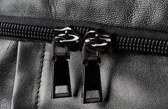 Genuine Leather Mens Cool Backpack Sling Bag Large Black Travel Bag Hiking Bag for men