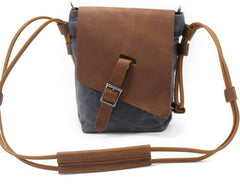 Cool Mens Waxed Canvas Leather Small Courier Bags Canvas Side Bags for Men - imessengerbags