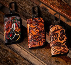 Handmade Leather Biker Mens Cool Car Key Wallet Coin Wallet Pouch Car KeyChain for Men - imessengerbags