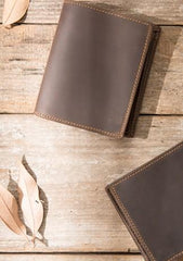 Cool Leather Vintage Mens Slim Small Wallets Zipper billfold Wallets for Men - imessengerbags