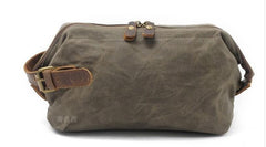 Cool Canvas Leather Mens Zipper Wristlet Bag Vintage Clutch Zipper Bag for Men