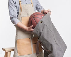 Cool Canvas Leather Mens Bucket Backpack Canvas Travel Bag Canvas Barrel Bag for Men - imessengerbags