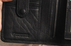 Genuine Leather Mens Cool Long Leather Wallet Cards Clutch Wristlet Wallet for Men - imessengerbags