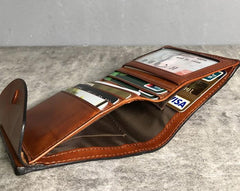 Handmade Genuine Leather Mens Cool Slim Leather Wallet Men Small Wallets Bifold for Men - imessengerbags