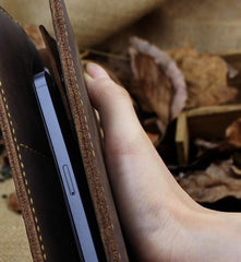 Handmade Leather Mens Cool Travel Long Wallet Card Holder Card Slim Clutch Wallets for Men - imessengerbags