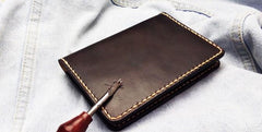 Mens Leather Slim Passport Wallets Coffee Leather Small Travel Wallet for Men - imessengerbags