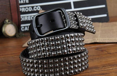 Genuine Leather Punk Rock Biker Trucker Mens Belt Men Black Coffee Belt for Men