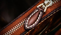 Handmade Leather Tooled Chinese Lion Mens Chain Biker Wallet Cool Leather Wallet Long Phone Wallets for Men - imessengerbags