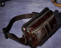 Cool Leather Mens Fanny Pack Waist Bag Hip Pack Belt Bag Bumbag for Men
