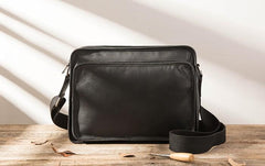 Black Cool Leather Mens Shoulder Bags Messenger Bags for Men