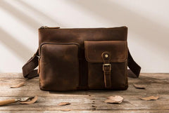 Vintage Leather Mens Cool Messenger Bag Shoulder Bags  for Men