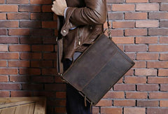Vintage Coffee Leather Mens Briefcases Work Bag Laptop Bag Business Bag for Men - imessengerbags