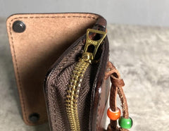 Handamde Genuine Leather Mens Cool Key Wallet Card Slim Wallet Key Holder Car Key Case for Men - imessengerbags