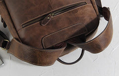 Handmade Leather Mens Cool Backpack Sling Bag Large Black Travel Bag Hiking Bag for men - imessengerbags