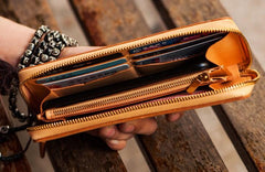 Handmade Leather Mens Chain Biker Wallet Cool Leather Wallet Long Clutch Wallets for Men