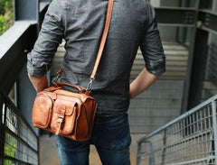 Vintage Brown Leather Mens Messenger Bag Handbag Shoulder Bag for men - imessengerbags