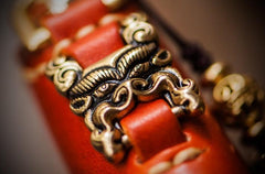 Handmade Leather Tibetan Tooled Mens billfold Wallet Cool Chain Wallet Biker Wallet for Men