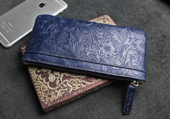 Handmade Leather Mens Cool Zipper Phone Travel Long Wallet Holder Slim Clutch Wallets for Men - imessengerbags