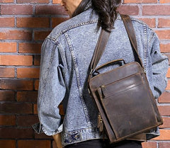 Cool Coffee Vintage Leather Mens Messenger Bags Shoulder Bag for Men