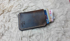 Mens Leather Slim Front Pocket Wallets Leather Cards Wallet for Men