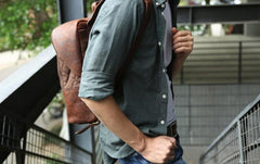 Cool Leather Mens Backpack Travel Backpack Vintage Laptop Backpack for men