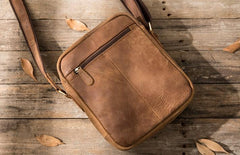 Cool Mens Small Leather Brown Bag Messenger Bags Shoulder Bags  for Men