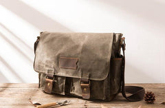 Waxed Canvas Messenger Bags for men Vintage Shoulder Bag for men