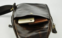Vintage Leather Mens Sling Bag One Shoulder Backpack Chest Bag Sling Backpack for men - imessengerbags