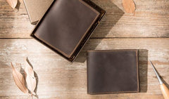 Cool Leather Vintage Mens Slim Small Wallets Zipper billfold Wallets for Men - imessengerbags