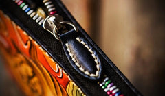 Handmade Leather Men Tooled Acalanatha Cool Leather Wallet Long Phone Clutch Wallets for Men - imessengerbags