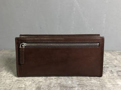 Handmade Leather Mens Cool Wallet Long Leather Wallet Clutch Wristlet Wallet for Men Women - imessengerbags