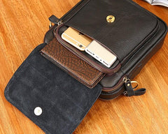 Cool Coffee Small Leather Mens Side Bag Messenger Bag Shoulder Bag for Men
