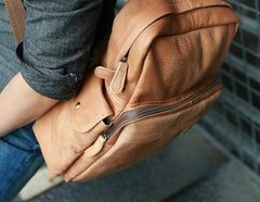 Leather Brown Mens Backpacks Cool Travel Backpack Laptop Backpack for men