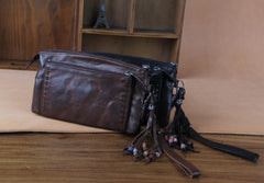 Handmade Genuine Leather Mens Cool Long Leather Wallet Zipper Clutch Wristlet Wallet for Men - imessengerbags