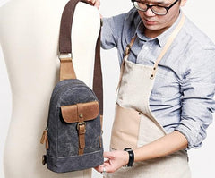 Cool Canvas Mens Sling Bag Sling Backpack One Shoulder Pack Chest Bag for men
