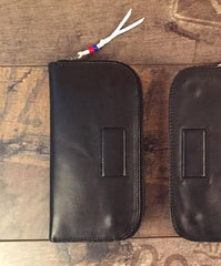 Genuine Leather Mens Cool billfold Long Leather Wallet Men Small Wallets Bifold for Men - imessengerbags